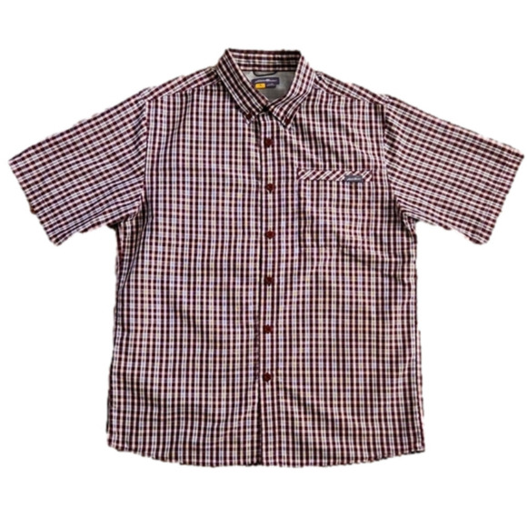 Eddie Bauer Maroon Plaid Button Down Shirt - Picture 1 of 7